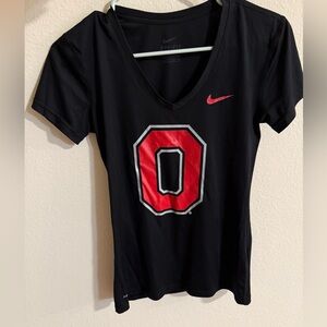Nike Women's Black Tee with Red Logo
